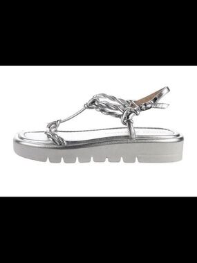 Stuart Weitzman Calypso Lift Braided Metallic Leather Sandals Size 9